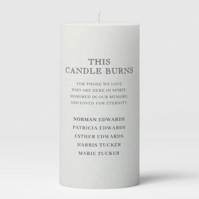Modern Simple Wedding Memorial Multiple Names Love Pillar Candle (Front)