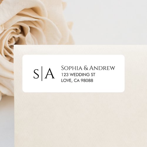 Modern Simple Wedding Minimalist Monogram Address Label