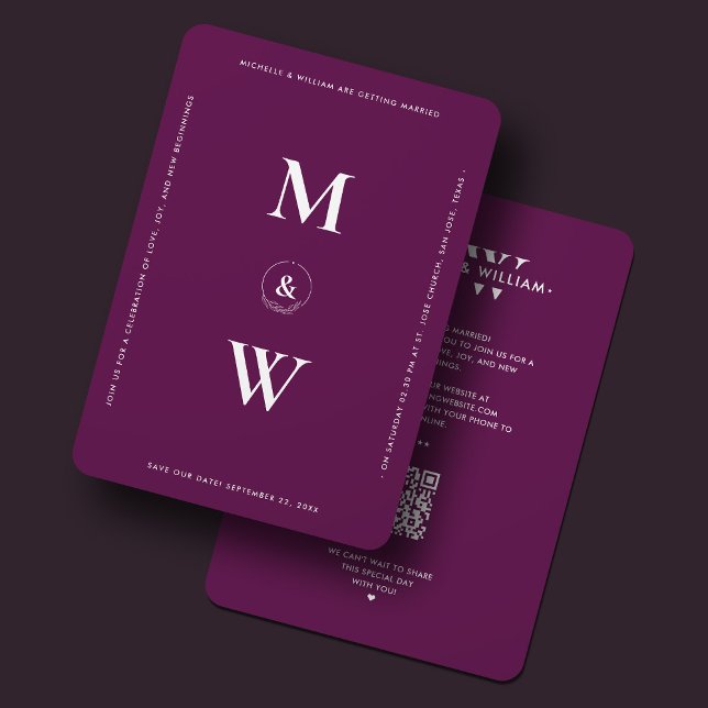 Modern Simple Wedding Monogram Luxury Purple Save The Date (Modern Simple Wedding Monogram Luxury Purple Save The Date
)