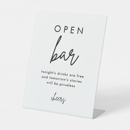 Modern Simple Wedding Open Bar Table Sign