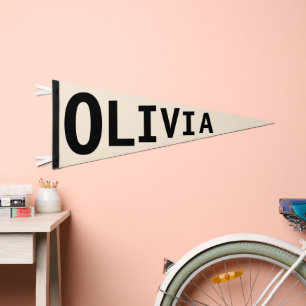 Modern Simple Wedding Personalized Name Pennant Flag