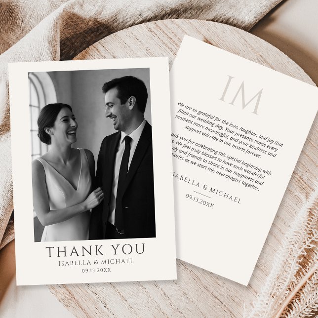 Modern Simple Wedding Photo Card Thank You (Creator Uploaded)