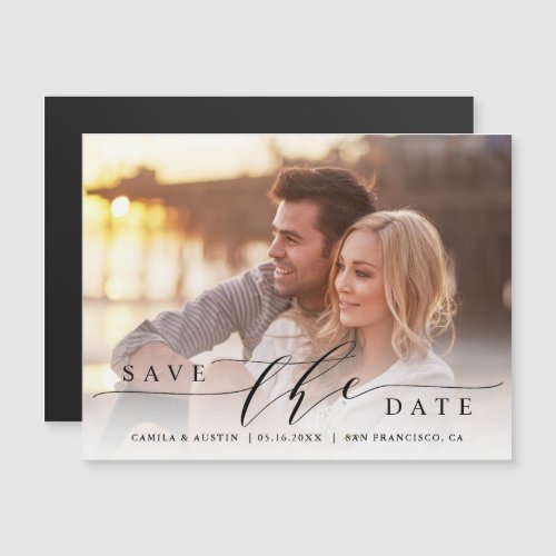 Modern  Simple Wedding Photo Save the Date  Magne Magnetic Invitation