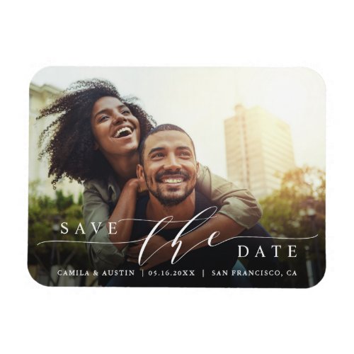 Modern  Simple Wedding Photo Save the Date Magnet