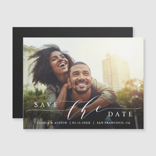 Modern  Simple Wedding Photo Save the Date  Magnetic Invitation