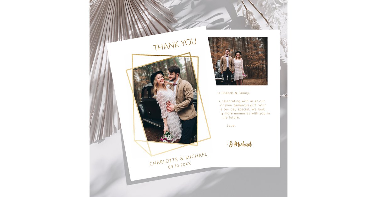 Modern simple wedding photo thank you card | Zazzle