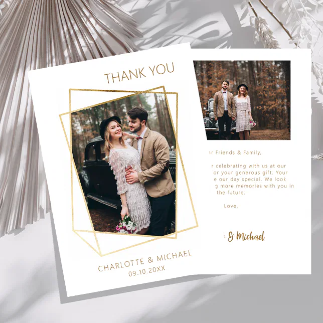 Modern simple wedding photo thank you card | Zazzle