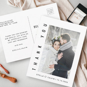 Modern Simple Wedding Photo Thank You Postcard