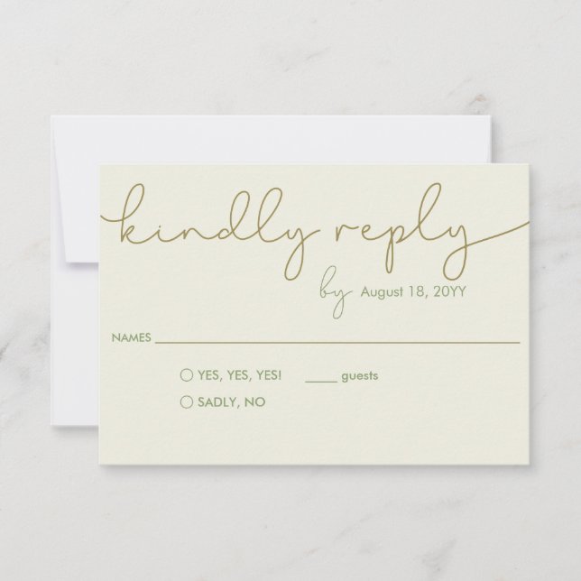 Modern Simple Wedding RSVP with QR Response Card (Front)