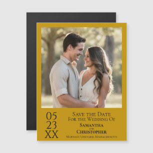 Modern Simple Wedding Save the Date Photo Marigold Magnetic Invitation