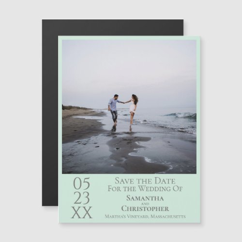 Modern Simple Wedding Save the Date Photo Mint Magnetic Invitation