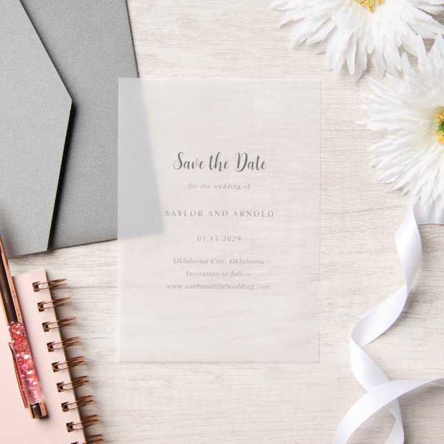 Modern Simple Wedding Save the Date Vellum Invitations (Wedding)