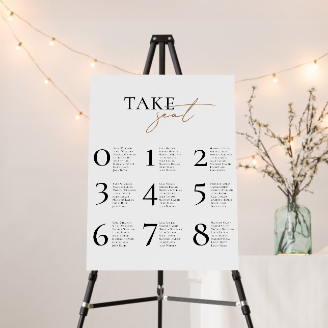 Modern Simple Wedding Seating Chart Guest Names Foam Board (In Situ (Stand))