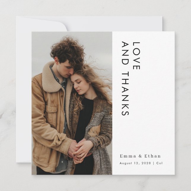 Modern Simple Wedding Thank You Photo Card (Front)