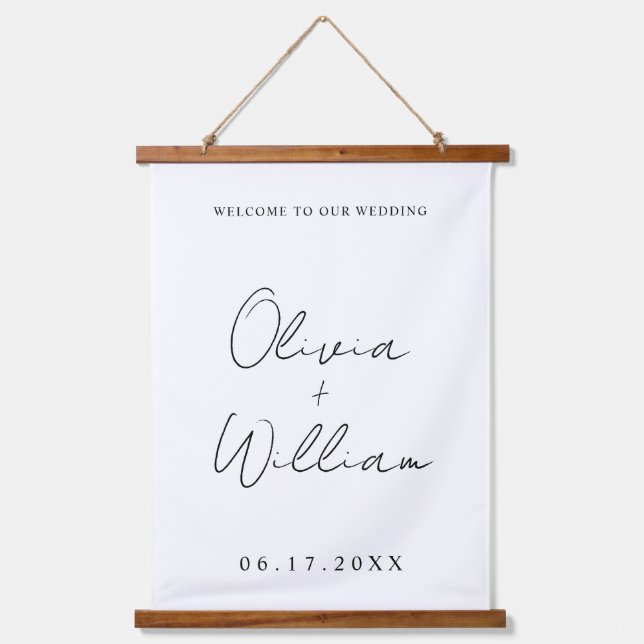 Modern Simple Wedding Welcome Hanging Tapestry (Front)