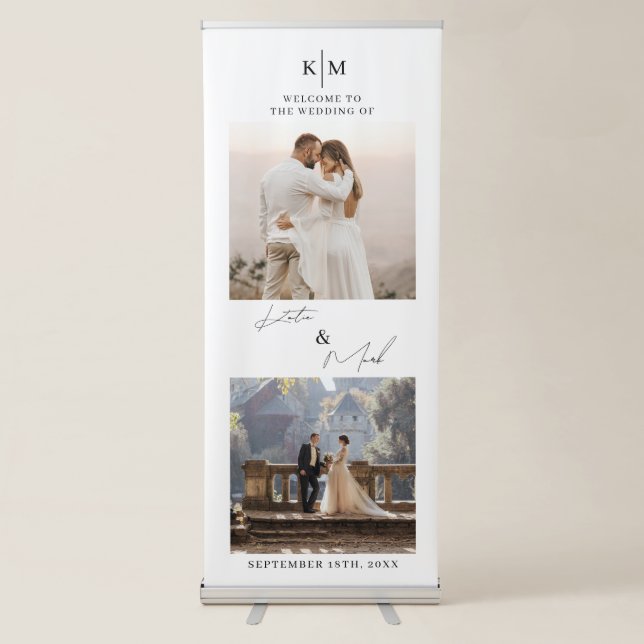 Modern Simple Welcome To Our Wedding 2 Photo Sign  (Front)