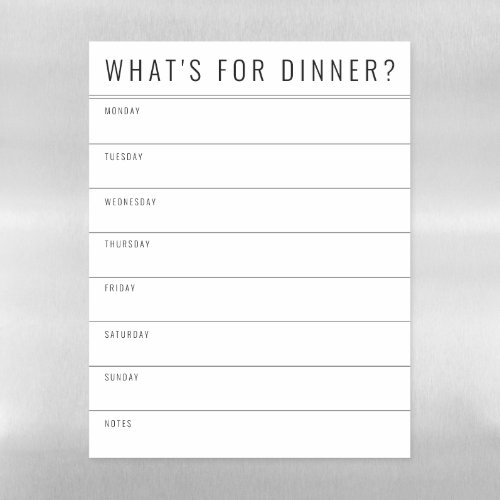 Modern Simple Whats For Dinner Diet Meal Planner Magnetic Dry Erase Sheet