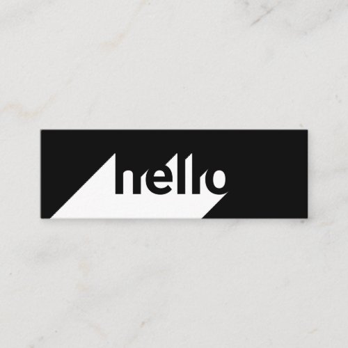 Modern simple white black trendy hello typography mini business card