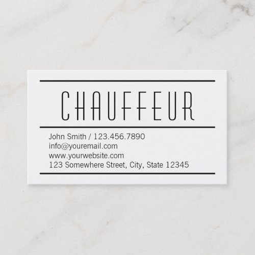 Modern Simple White Chauffeur Business Card