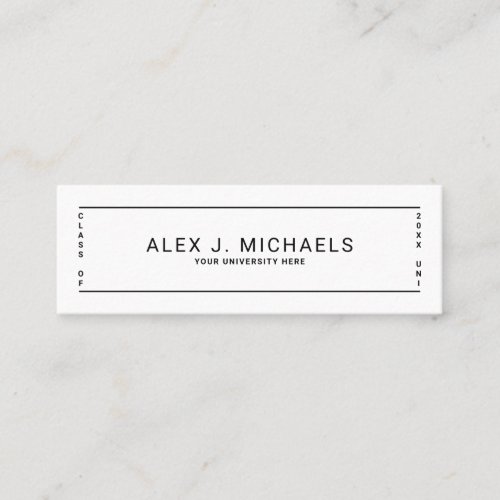 Modern simple white class of graduation name card