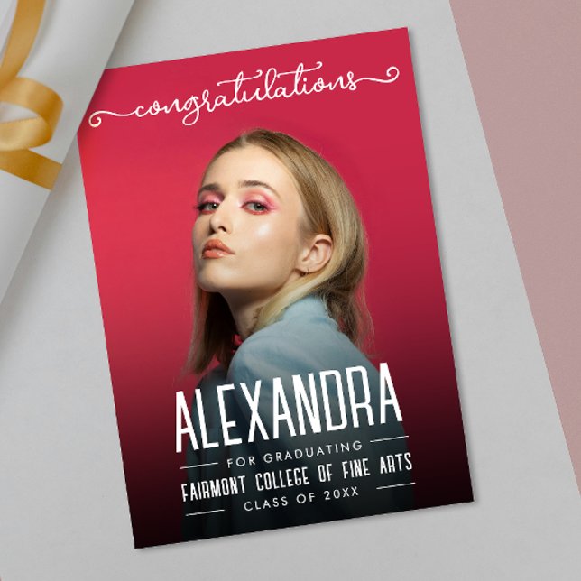 Modern Simple White Congratultions Graduate  Photo Card (Creator Uploaded)