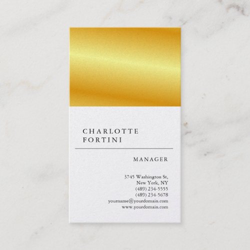 Modern Simple White Gold Color Minimalist Pearl Business Card