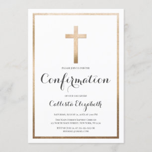 Modern Simple White Gold Cross Border Confirmation Invitation