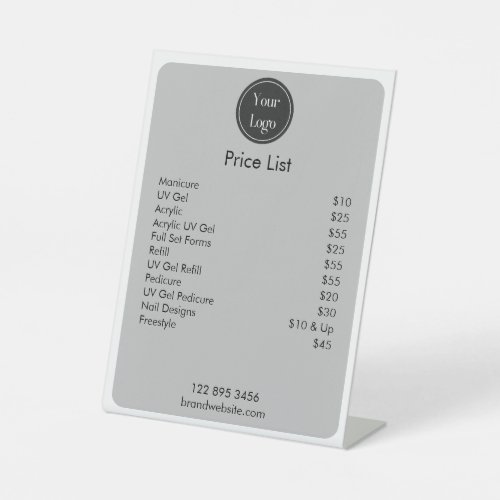 Modern Simple White Graphite Minimalist Price List Pedestal Sign