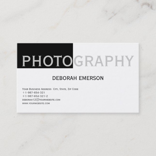 Modern Simple White Grey Black Business Card (Front)