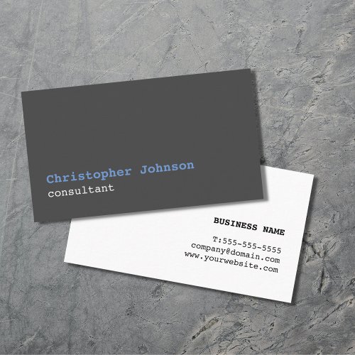 Modern Simple White Grey Blue Consultant Business Card