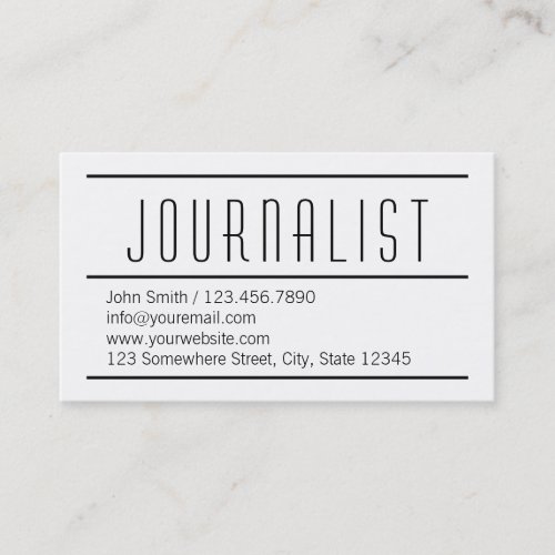 Modern Simple White Journalist Business Card