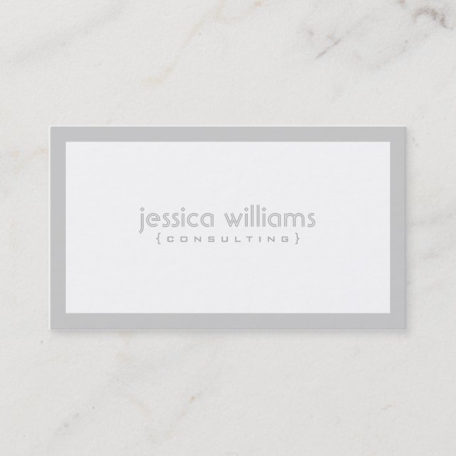 Modern Simple White & Light Gray Business Card (Front)