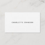 Modern Simple White Linen Minimalist Professional Business Card at Zazzle