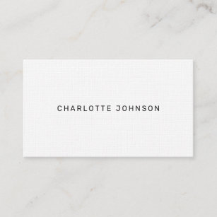 Modern Simple White Linen Minimalist Professional Business Card