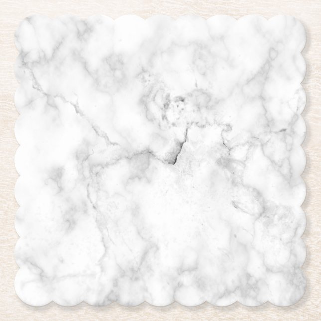 Modern Simple White Marble Rustic Paper Coaster (Front)
