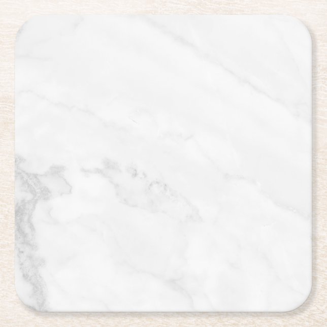 Modern Simple White Marble Rustic Paper Coaster (Front)