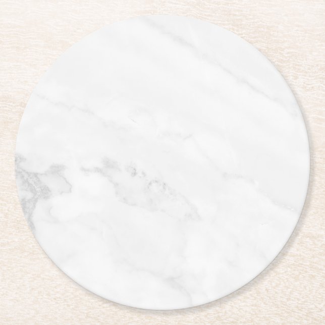 Modern Simple White Marble Rustic Paper Coaster (Front)