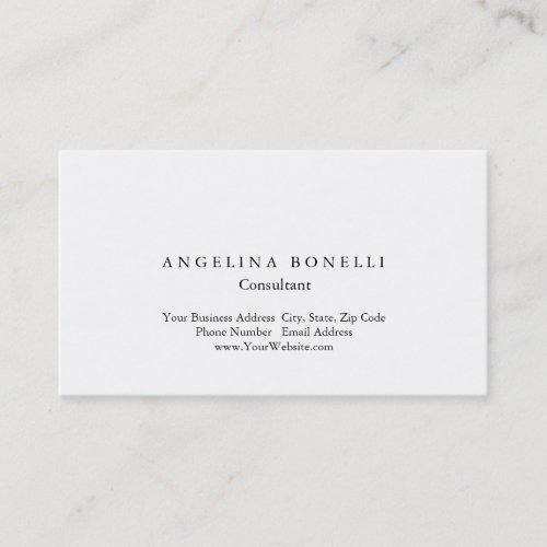 Modern Simple White Minimalist Consultant Manager Business Card