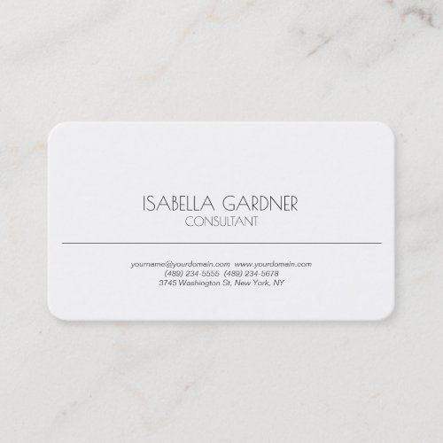 Modern Simple White Minimalist Creative Consultant Business Card