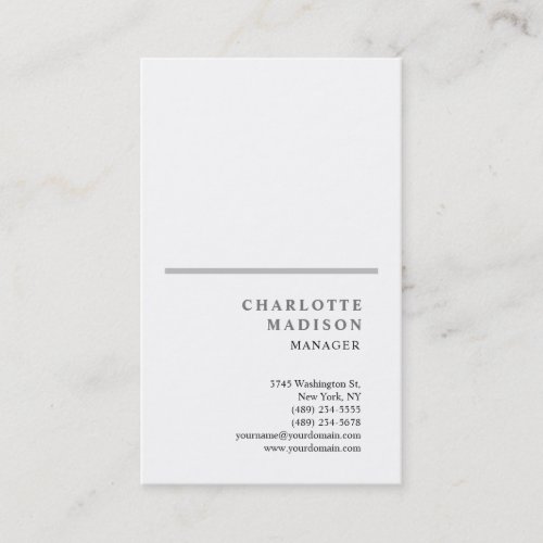 Modern Simple White Minimalist Plain Business Card
