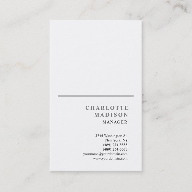 Modern Simple White Minimalist Plain Business Card (Front)