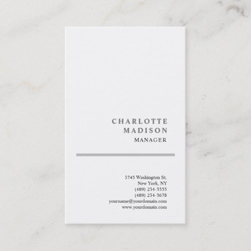 Modern Simple White Minimalist Plain Template Business Card