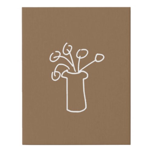 Modern simple white outline flower design faux canvas print