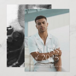 Modern Simple White Photo Graduation Announcement