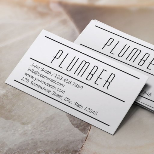 Customizable Modern Simple White Plumbing Business Card