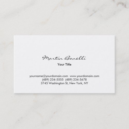 Modern Simple White Professional Business Card