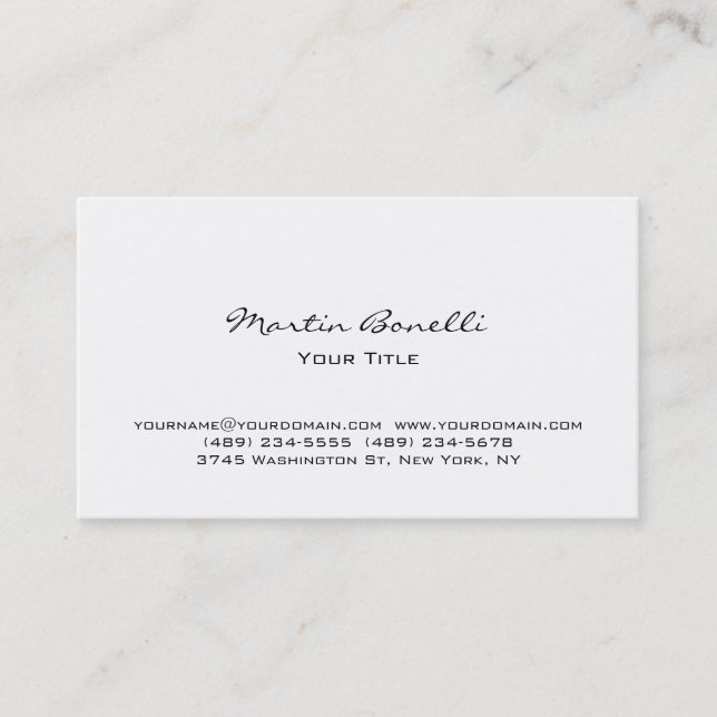 Modern Simple White Professional Business Card (Front)