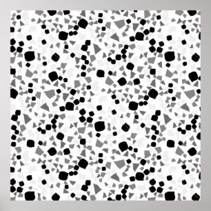 Modern Simple White Terrazzo Black Poster