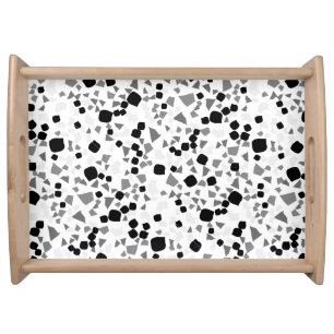 Modern Simple White Terrazzo Black  Serving Tray