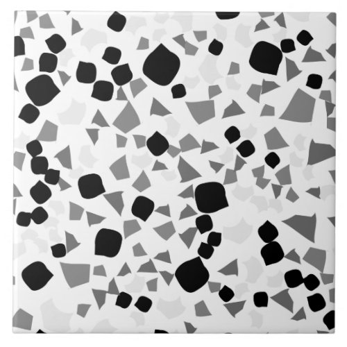 Modern Simple White Terrazzo Black Tile